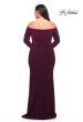 Picture of: Long Sleeve Off the Shoulder Plus Size Gown in Dark Berry, Style: 29530, Back Picture