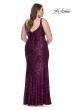 Picture of: Sequin Plus Size Dress with Ruching and Slit in Dark Berry, Style: 31138, Back Picture