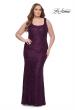 Picture of: Beaded Lace Plus Size Fitted Dress with Square Neckline in Dark Berry, Style: 31605, Detail Picture 1