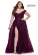 Picture of: A-Line Tulle Off the Shoulder Plus Size Dress with Slit in Dark Berry, Style: 32204, Detail Picture 1