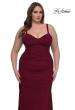 Picture of: Corset Net Jersey Plus Size Dress with V Neck in Dark Berry, Style: 32402, Detail Picture 1