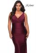 Picture of: Simple Jersey Plus Size Gown with Faux Wrap Bodice in Burgundy, Style: 29028, Detail Picture 3