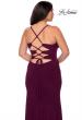 Picture of: Jersey Plus Size Dress with Slit and Lace Up Back in Burgundy, Style: 29055, Detail Picture 3