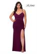 Picture of: Jersey Plus Size Dress with Slit and Lace Up Back in Burgundy, Style: 29055, Detail Picture 4