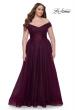 Picture of: A-Line Tulle Off the Shoulder Plus Size Dress with Slit in Dark Berry, Style: 32204, Detail Picture 5