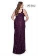 Picture of: Beaded Lace Plus Size Fitted Dress with Square Neckline in Dark Berry, Style: 31605, Detail Picture 6