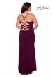 Picture of: Jersey Plus Size Dress with Slit and Lace Up Back in Burgundy, Style: 29055, Detail Picture 7
