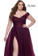 Picture of: A-Line Tulle Off the Shoulder Plus Size Dress with Slit in Dark Berry, Style: 32204, Detail Picture 7