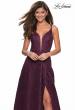 Picture of: Lace Prom Dress with Illusion Neckline and Slit in Burgundy, Style: 27612, Main Picture