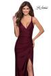 Picture of: Ruched Jersey Prom Dress with Tie Up Back in Burgundy, Style: 28421, Main Picture