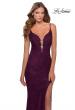 Picture of: Lace Prom Dress with Deep V-Neck and Rhinestones in Burgundy, Style: 28556, Main Picture