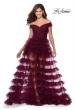 Picture of: Sheer Layered Tulle Off the Shoulder Prom Gown in Burgundy, Style: 28804, Main Picture