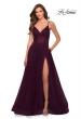 Picture of: A Line Tulle Prom Dress with Sheer Bodice in Dark Berry, Style 29076, Main Picture