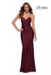Picture of: Criss Cross Ruched Bodice Jersey Long Dress in Dark Berry, Style 29606, Main Picture
