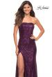 Picture of: Strapless Ruched Sequin Gown in Gorgeous Colors in Dark Berry, Main Picture