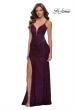 Picture of: Chic Long Stretch Lace Gown with Sheer Rhinestone Back in Dark Berry, Style 29679, Main Picture
