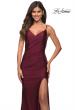 Picture of: Diagonal Ruched Jersey Gown with V Neckline in Dark Berry, Main Picture