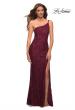 Picture of: One Shoulder Long Lace Prom Dress with Open Back in Dark Berry, Main Picture