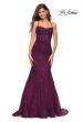 Picture of: Mermaid Lace Gown with Sheer Bodice and Open Back in Dark Berry, Main Picture
