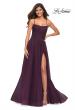 Picture of: Rhinestone and Tulle Gown with A-line Skirt in Dark Berry, Main Picture