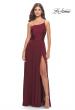 Picture of: Chic One Shoulder Long Jersey Gown with Defined Waist in Dark Berry, Style: 31170, Main Picture