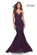 Picture of: Beautiful Mermaid Lace Applique Gown with Open Back in Dark Berry, Style: 31316, Main Picture