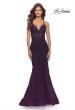 Picture of: Mermaid Tulle and Lace Gown with Open Tie Back in Dark Berry, Style: 31344, Main Picture
