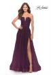 Picture of: Strapless Deep V A-Line Tulle and Lace Gown in Dark Berry, Style: 31345, Main Picture