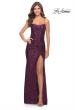 Picture of: Lace Up Back Sequin Gown with Flare Skirt in Dark Berry, Style: 31508, Main Picture