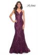 Picture of: Mermaid Print Sequin Dress with Lace Up Open Back in Dark Berry, Style: 31943, Main Picture