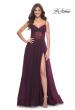 Picture of: A-Line Rhinestone Tulle Embellished Gown with Illusion Top in Dark Berry, Style: 31970, Main Picture