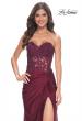 Picture of: Sheer Lace Applique Bodice Dress with Jersey Skirt in Dark Berry, Style: 32301, Main Picture