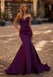 Picture of: Mermaid Stretch Mikado Evening Dress with Illusion Back in Dark Berry, Style 32791, Main Picture