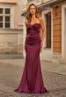 Picture of: Simple Strapless Satin Gown with Ruching Detail in Dark Berry, Style: 33531, Main Picture