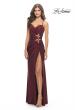 Picture of: Jersey Long Prom Dress with Trendy Waist Cut Outs in Dark Berry, Style: 31174, Detail Picture 8
