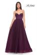 Picture of: Tulle A-Line Gown with Satin Bustier Top in Dark Berry, Style: 32065, Detail Picture 8