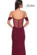 Picture of: Simple Off the Shoulder Net Jersey Dress with Sheer Waist in Dark Berry, Style 32684, Detail Picture 8