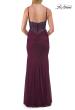 Picture of: Ruched Jersey Gown with Beaded Bodice and High Slit in Dark Berry, Style: 33665, Detail Picture 8