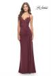 Picture of: Lace Asymmetrical Gown with Jersey Skirt and Twist Knot Detail in Dark Berry, Style: 31520, Detail Picture 9