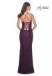 Picture of: Intricate Lace Up Back Prom Dress in Beaded Lace in Dark Berry, Style: 31973, Detail Picture 9