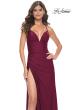 Picture of: Jersey Dress with Ruched Waist and Lace Up Back in Dark Berry, Style: 31987, Detail Picture 9