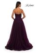 Picture of: Strapless A-line Tulle Dress with Floral Waist Detail in Dark Berry, Style: 32789, Detail Picture 9