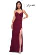 Picture of: Net Jersey Simple Prom Dress with Ruching and Corset Top in Dark Berry, Style 32925, Detail Picture 9