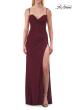 Picture of: Ruched Jersey Gown with Lace-Up Back and High Slit in Dark Berry, Style: 33298, Detail Picture 9