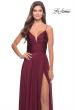 Picture of: Versatile Long Jersey Gown with V and Slit in Dark Berry, Style: 31090, Detail Picture 10