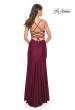 Picture of: Jersey Dress with Ruched Waist and Lace Up Back in Dark Berry, Style: 31987, Detail Picture 10