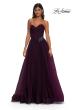 Picture of: Strapless A-line Tulle Dress with Floral Waist Detail in Dark Berry, Style: 32789, Detail Picture 10