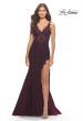 Picture of: Lace Dress with High Side Slit and V Neckline in Dark Berry, Style: 30767, Detail Picture 11