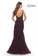 Picture of: Lace Dress with High Side Slit and V Neckline in Dark Berry, Style: 30767, Detail Picture 12