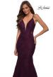 Picture of: Long Mermaid Lace Dress with Back Rhinestone Detail in Dark Berry, Style: 28355, Detail Picture 13